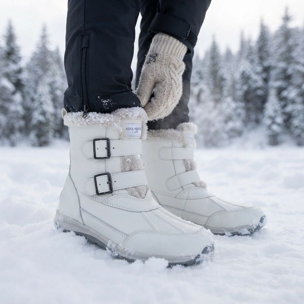 Ugg Koolaburra Imree Moto Boots Sz 9 White Leather Sherpa Lining Winter Snow
